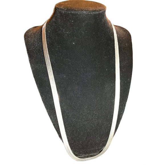 Necklace Thick Silver Vintage 925 Silver Thick 10MM 23 Inch Herringbone Chain - Picture 11 of 15